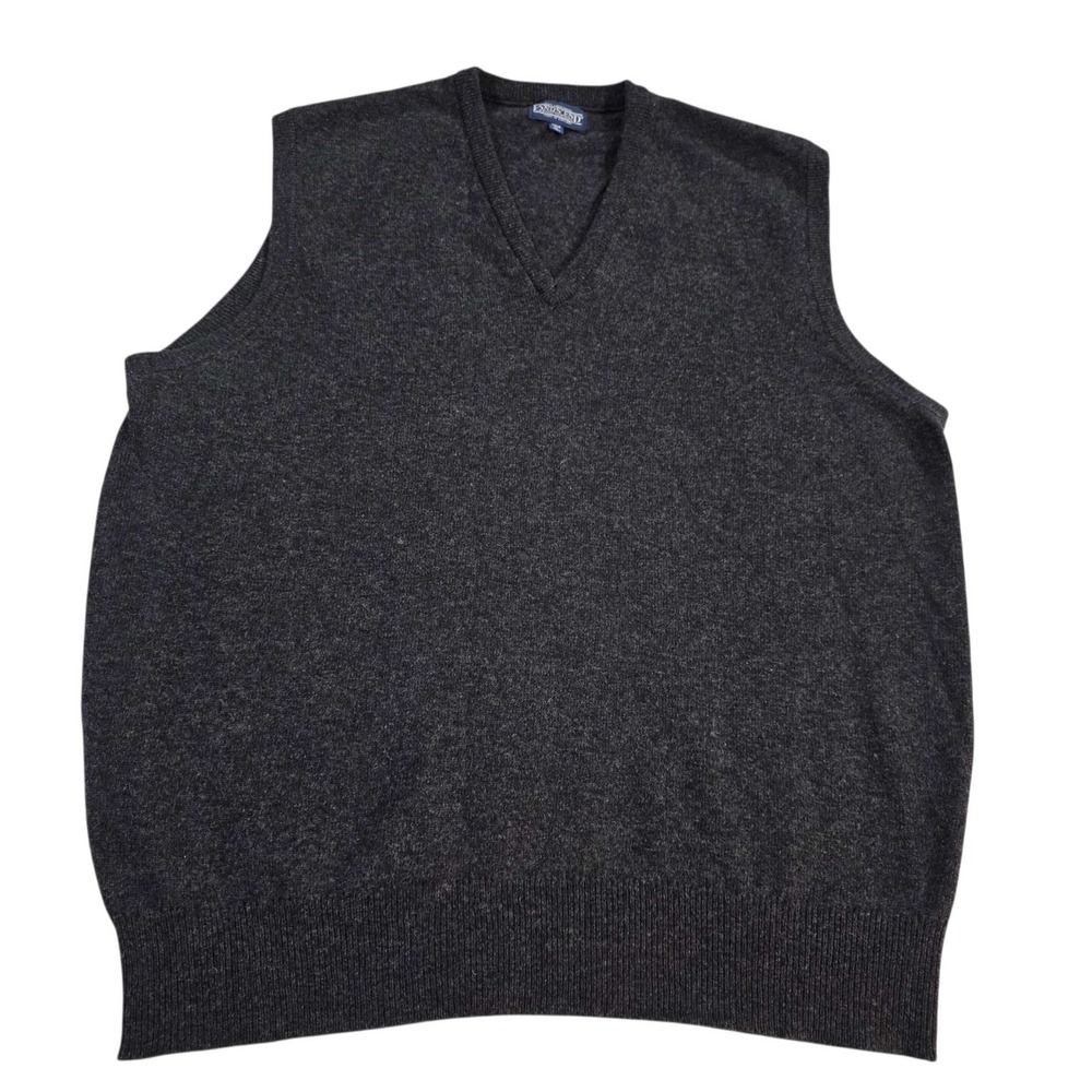 LANDS END Men's Lambswool V-Neck Sweater Vest XL Tall‎ Charcoal Grey Old Money